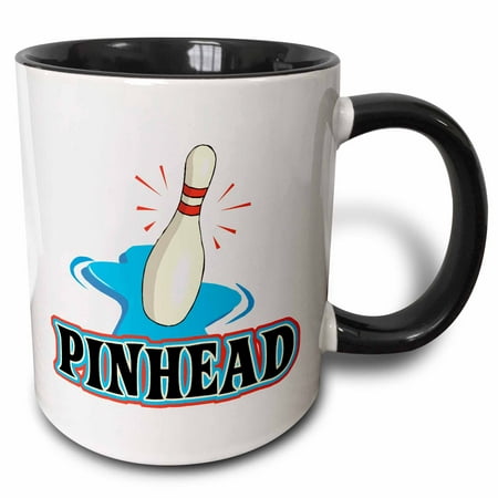 

3dRose Funny Pinhead Bowling Sports Design - Two Tone Black Mug 11-ounce