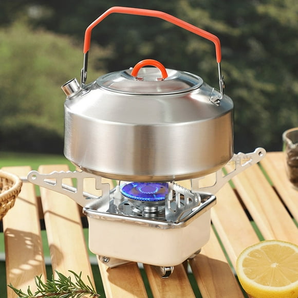 Outdoor 304 Stainless Steel Kettle | Food Grade Metal Coffee Tea Boiler for Camping Hiking | 1L & 1.6L Capacity | Folding Handle | Portable Durable | Open Flame Safe | Silver Color