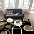 thumbnail image 4 of Area Rug 2'7''x5' Geometric Brown and White Round Line Black Texture Washable Area Rugs Non Shedding Floor Carpet Rubber Backing Non-Slip Indoor Mats for Living Room Bedroom Kitchen, 4 of 8