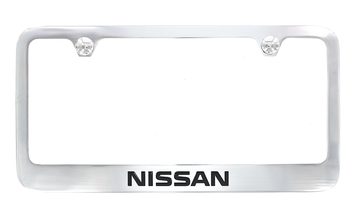 Nissan wordmark chrome plated metal license plate frame holder 2 hole