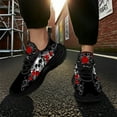 thumbnail image 3 of Customuart Skull and Roses Shoes Womens Running Shoes Black Sneakers Size 14.5, 3 of 5