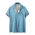 thumbnail image 2 of ALLLIST Collared Mens Shirts Short Sleeve Hawaiian Button Down Shirts Blue Casual Mens Clothes, 2 of 4