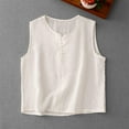 thumbnail image 2 of HADST Women's Crew Neck Vest Tank Top Cotton Linen Sleeveless Shirt Summer Button-Down Camisole, 2 of 8