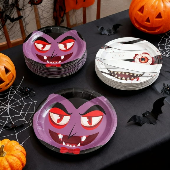 10 Pcs Halloween Paper Plates Disposable Paper Plates And Napkins Suitable For Halloween Party Supplies Vajilla papel