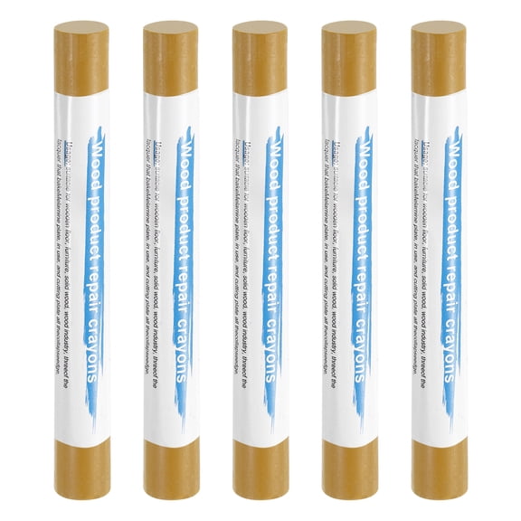 Uxcell 5pcs Wood Filler Sticks Wooden Wax Touch Up Furniture Repair Crayons for Scratch Cracks Hole Table Wood Floor, Ochre