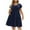 Navy(NEW), variant on Patlollav Womens Large Round Neck Doll Solid Color Fold Wooden Ear Double Pocket Dress