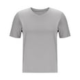 thumbnail image 3 of iHengLiXing Plus Size Spring Tops for Women 2025 Dressy Casual Women's Solid Color Plus Size V-Neck Short Sleeved Casual Shirt Top Gray L, 3 of 5