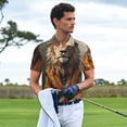thumbnail image 3 of Sikiie Jungle Meditating Lion Print Men's Short-sleeved POLO Shirts, Button-down Shirts and T-shirts are Suitable for Vacation, Leisure and Business-X-Large, 3 of 6