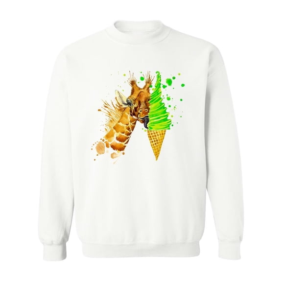 Funny Giraffe With Ice Cream. Sweatshirt Men -Image by Shutterstock, Male x-Large