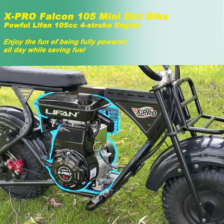 X-Pro Falcon 105cc 4-Stroke Mini Gas Dirt Bike for Kids, 6