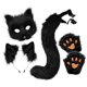 thumbnail image 5 of Máscara y cola de Therian, diadema con orejas de animal adorables, máscara de cosplay para la noche festiva Negro, 5 of 9