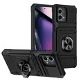 thumbnail image 2 of For Motorola Moto G Stylus 5G 2023 Phone Case with Finger Ring Holder Kickstand, Card Slots，Heavy Duty Shockproof Rugged Protective Working with Magnetic Car Phone Mount,Black, 2 of 8