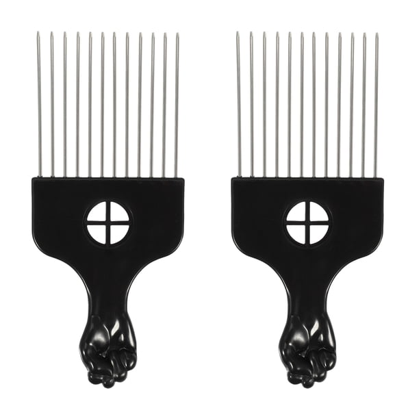 Rebajas Únicas 2 piezas Peine de Metal Peines Africanos para el Cabello Afro Peine para Mujeres y Hombres 6.61"x2.83"