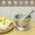 thumbnail image 6 of Grusce Stainless Steel Mortar and Pestle Set Efficient Spice Crusher with Silicone Lid and Anti Slip Base Rustproof Pill Crusher Multifunctional Kitchen Manual Masher for Grinding Herbs Seasonings, 6 of 9