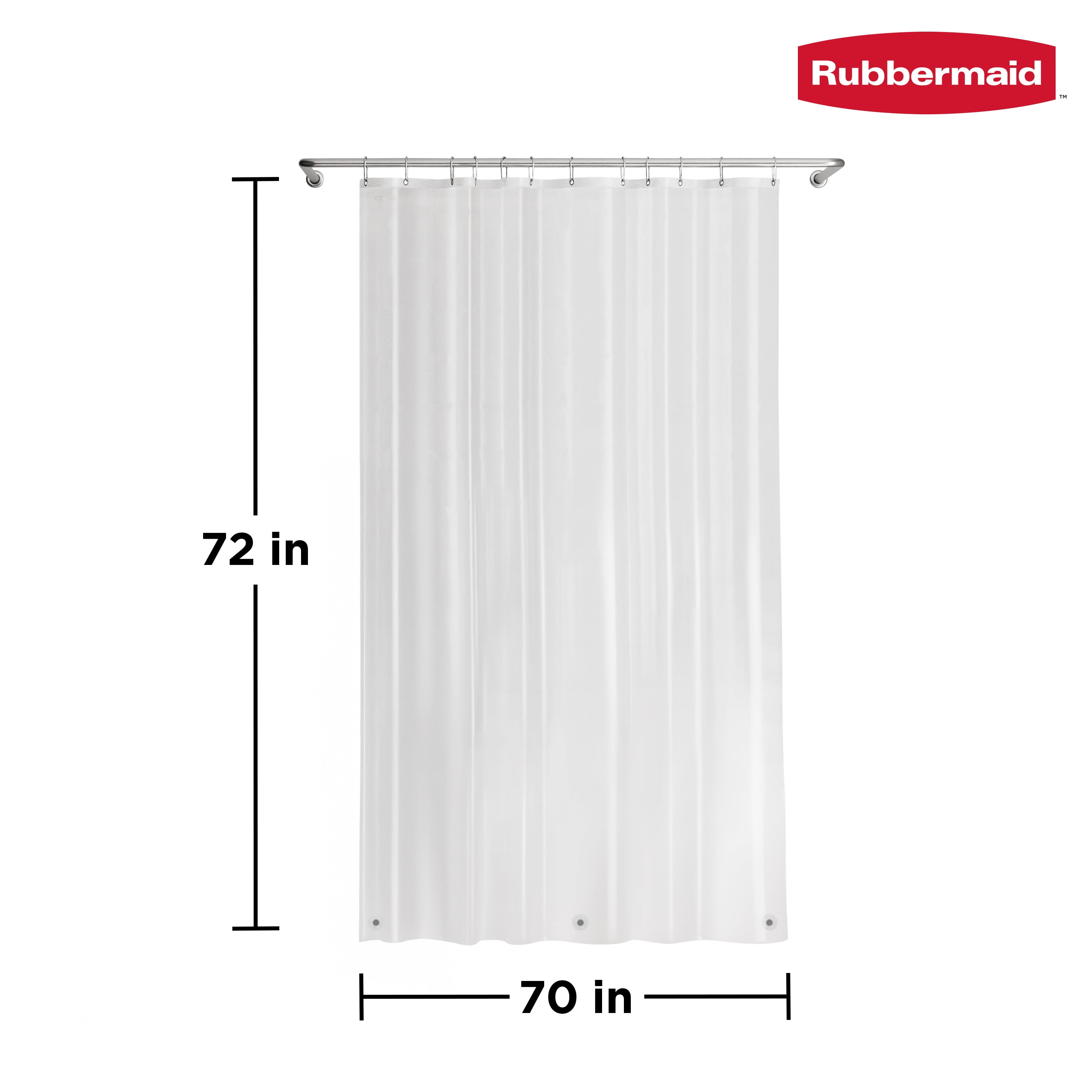 Rubbermaid Clear Heavyweight Waterproof PEVA Shower Curtain Liner, BPA-Free, 70 x 72 inches