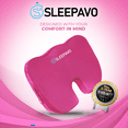 thumbnail image 5 of Sleepavo Pink Memory Foam Seat Cushion for Office Chair - Pillow for Sciatica, Coccyx, Back, Tailbone & Lower Back Pain Relief - Orthopedic Chair Pad for Lumbar Support in Office Desk, Car, Airplane, 5 of 5