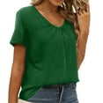 thumbnail image 3 of Gibobby Camiseta de Manga Corta con Cuello en V Camiseta suelta informal con cuello en V para mujer, blusa manga corta con estampado(Verde,XL), 3 of 5