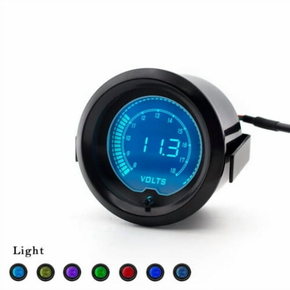 2" 52mm Universal Car LCD Adjustable 7 Colors Digital Volt Gauge Meter