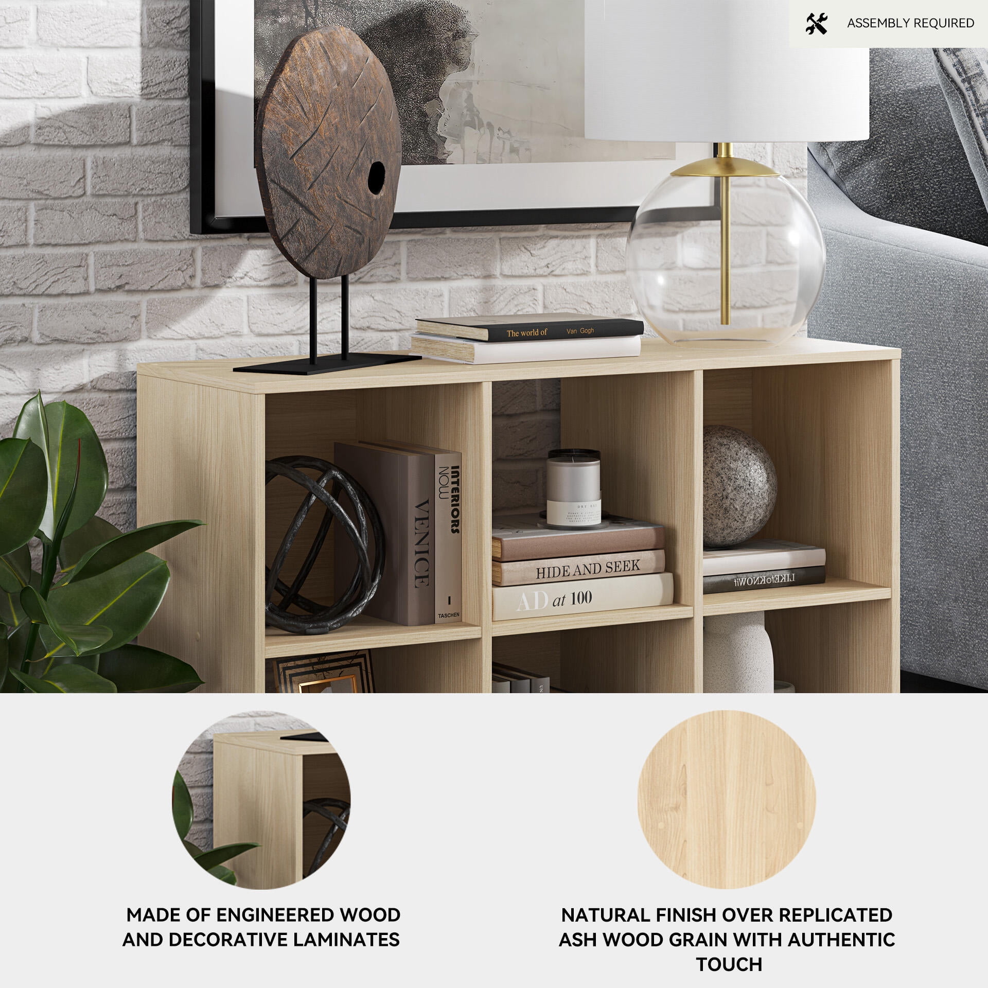 Signature Design by Ashley Piperton 6 Cube Storage Organizer with Natural Tan Finish