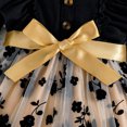 thumbnail image 5 of Little Girls' Dresses Long Sleeve Floral Print Elegant Flutter Sleeve Party Gown Kids Birthday Dress for Girls Size 7-8T,Black, 5 of 8