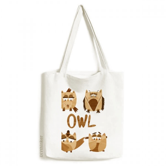 Bell Glass Hat Owl Art Deco Fashion Tote Canvas Bag Shopping Satchel Casual Handbag
