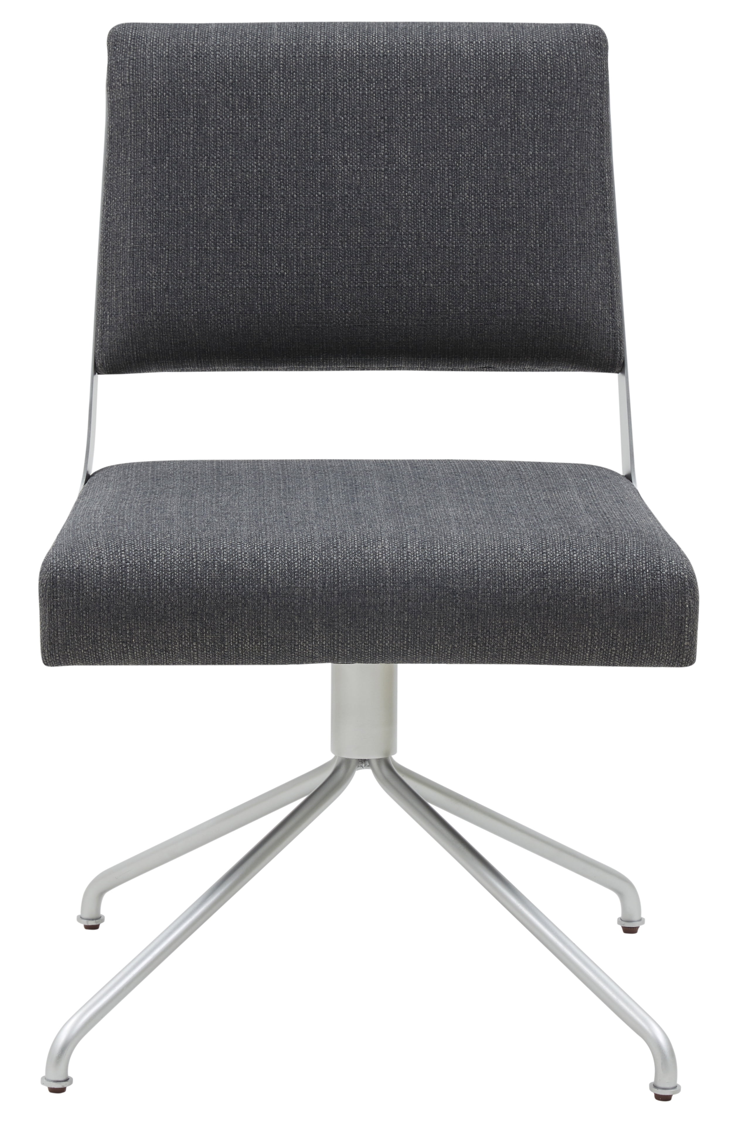 SAFAVIEH Couture Emmeline Leather Mid Back Swivel Office Chair, Slate Grey/Silver