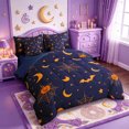 thumbnail image 2 of Manfei Cartoon Halloween 7-Piece Twin Bedding,Colorful Fall Leaf Pattern Bedding Comforter Set,Navy Blue Reversible, 2 of 7