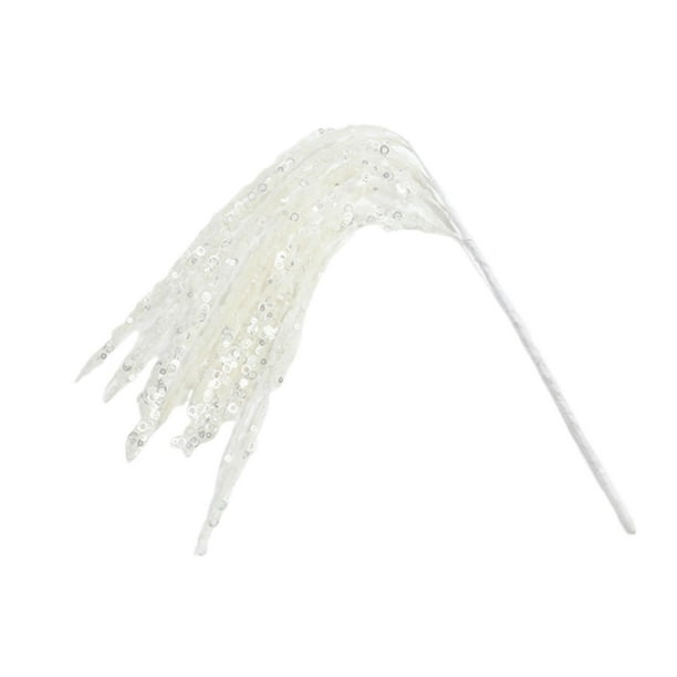 Adorno de púas con purpurina artificial, borlas festivas brillantes, palitos decorativos para Blanco