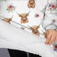 thumbnail image 3 of Oversized Wearable Blanket Hoodie,White Highland Cow Flower Pattern Sherpa Blanket Hoodie with Super Pockets,Super Warm Fuzzy Pullover for Women & Men, 3 of 6