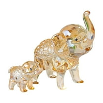 shyuyusa 2Pcs Crystal Elephant Ornament - Artisan-Crafted Home Decor Accent, Elegant Living Room Tabletop Decoration, Symbolic Good Luck Gift for Home
