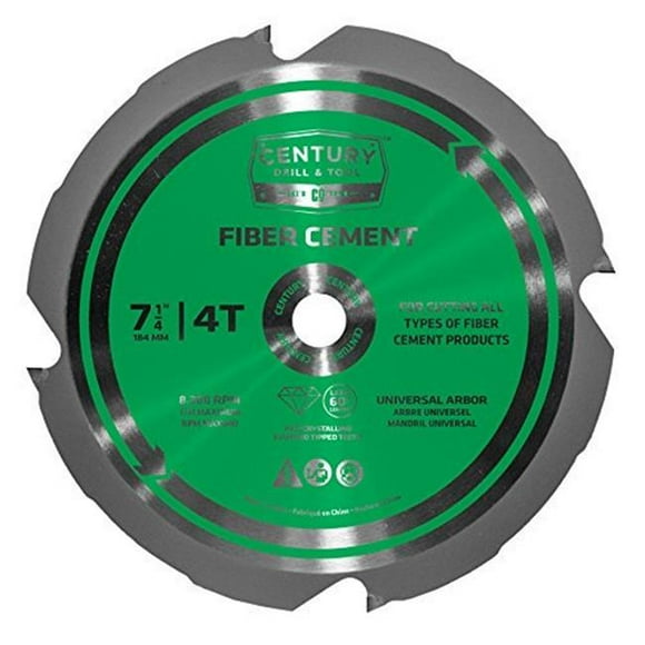 Century Drill & Tool 9985 Fiber Cement Saw Blade - 7.25 in. x 4T