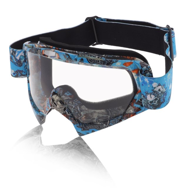 Gafas de montar para motocicleta Unique Bargains PC TPU Gafas de ciclismo Lente clara Marco azul blanco colorido