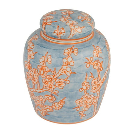 Creative Co-Op Decorative Ceramic Ginger Jar with Lid, Blue