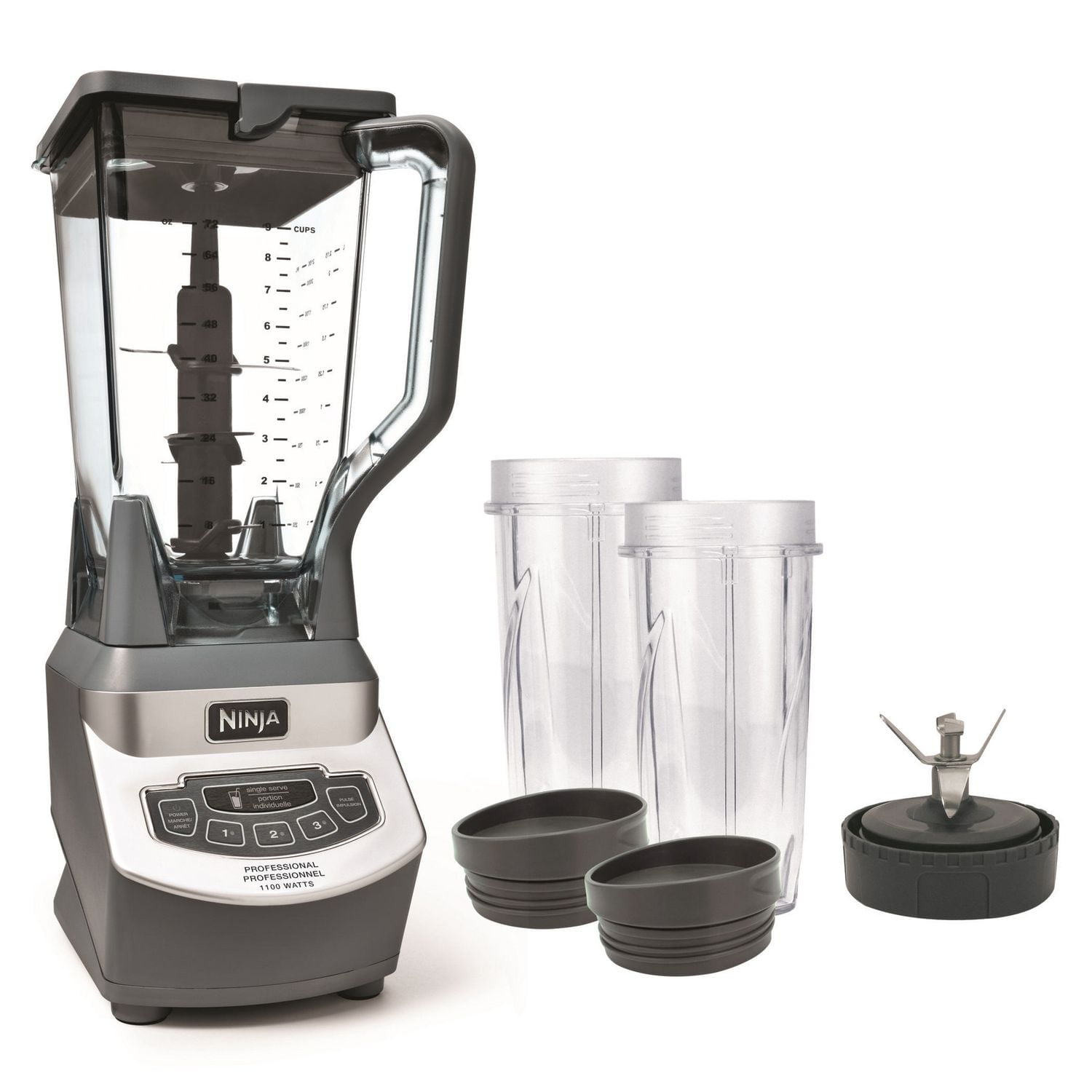 Ninja® Professional Blender & Nutri Ninja® Cups, 1100 Watt, BL660C, 2x 16oz Nutri Ninja Cups 900W