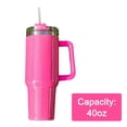 thumbnail image 2 of Vaso de 40 oz con asa y tapa con pajita, taza de viaje de acero inoxidable reutilizable y aislada que mantiene las bebidas frías, botella para agua, té helado o café, 2 of 5