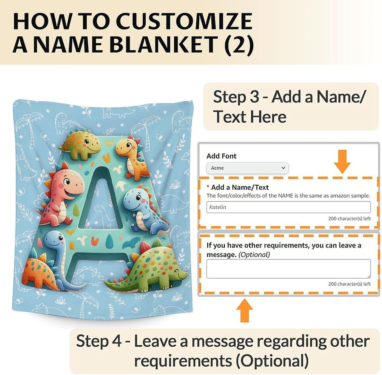 Custom Monogram Blanket, Cute 80 x 60 Inches Soft Cozy Dinosaur Blanket Gift for Boys, Dinosaur Lovers, Soft Warm Fuzzy Throw Blanket for Bed, Living Room, Home Decor
