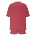 thumbnail image 3 of QATAINLAV Summer Two Piece Outfits for Women 2025 Matching Set Loose Casual Short Sleeve Tops and Elastic Waist Shorts Lounge Sets with Pocket Watermelon Red M Sales of The Day Lightning, 3 of 8