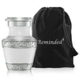 thumbnail image 4 of Reminded Small Cremation Memorial Urn for Human Ashes, White and Silver Miniature Keepsake Urn with Velvet Case, 4 of 6