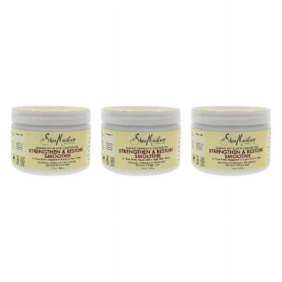 Shea Moisture Jamaican Black Castor Oil Strengthen and Restore Smoothie Cream - Pack of 3, 12 oz Cream
