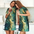 thumbnail image 4 of Gukieu Turquoise Golden Swirl Print Women's Nightgown, A-line Round Neck Short-sleeved Nightgown Pajamas Home Wear Suitable for Home and Outing, 4 of 6