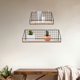 thumbnail image 5 of 2 estantes flotantes de pared de madera rústica para colgar en la pared con soportes de metal para cocina, dormitorio y baño, 5 of 6