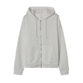 thumbnail image 2 of Clothing 2025 Women's Fashion Hoodies & Sweatshirts Fashion Oversize Korean Pullover Zipper Coat Hoodie Pure Color Loose Crop Solid Color Hoodie For Women, 2 of 8