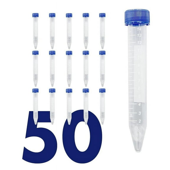 Scientific Conical Centrifuge Tubes 15ML, [50 Pack] Plastic Test Tube with Screw Caps, 15ML Sterile Lids