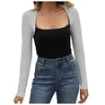 thumbnail image 1 of HBFAGFB Cardigan Court Mode Femme Veste Ouverte Confortable Manches Longues Blanc Taille P, 1 of 5