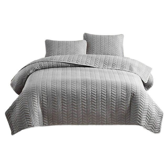 Ohufall 20x26in Solid Color Double Sided Washed Bedding Set Twin Sheets Set Three Piece Quilted Bed Cover Pillowcase