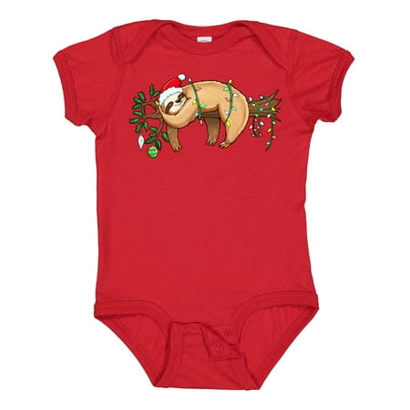 

Inktastic Cute Christmas Sloth Sleeping on Branch with Colorful Lights Gift Baby Boy or Baby Girl Bodysuit