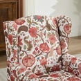 thumbnail image 6 of CQSXDA Floral Upholstered Armchair With Retro Wood Legs, Single Sofa Chair For Living Room And Office, 
Bean paste red, 6 of 15