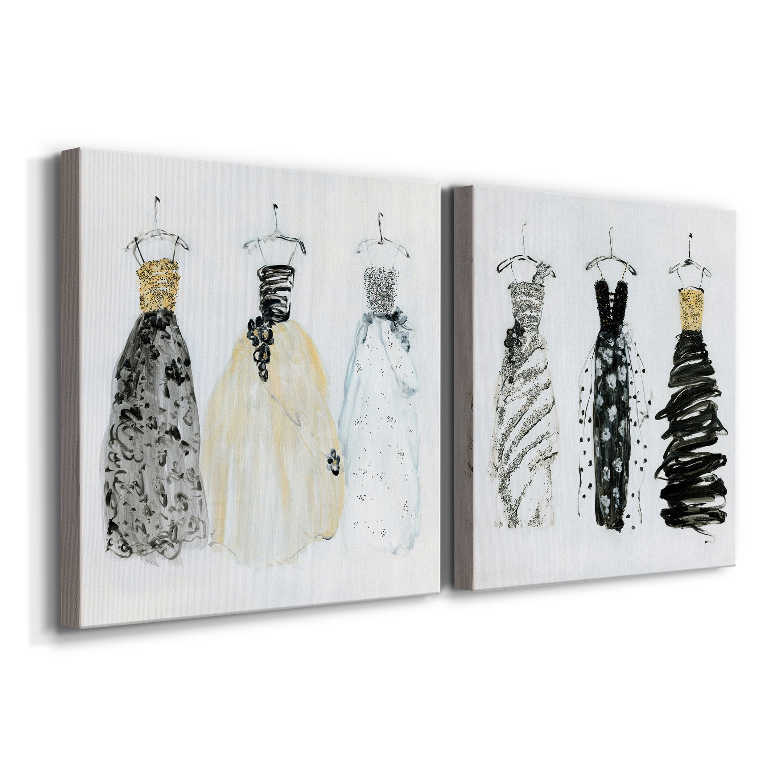 Bling Night Out I - Premium Gallery Wrapped Canvas - Ready to Hang Set of 2 - 40 x 40 Each
