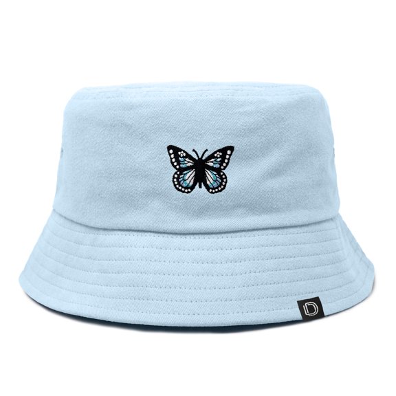 Dalix Butterfly Cotton Bucket Hat Lightweight Outdoor Travel Beach Everyday Womens in Forever Blue M Medium