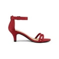 thumbnail image 3 of BLISSFUL STEP Chaussures pour Femmes en Faux Suède à Bride à la Cheville à Talon Kitten à Enfiler Brides Sandales Unies Rouge 6, 3 of 8